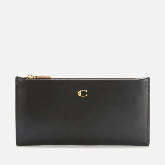 COACH NWT Women's Smooth Leather Double Snap Wallet Black